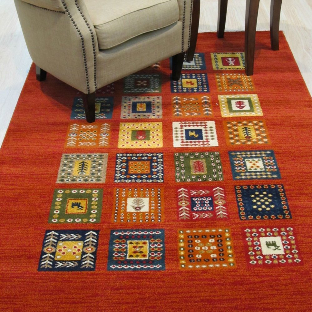 Rust Bohemian Gabbeh Rug - Picture 4 of 4